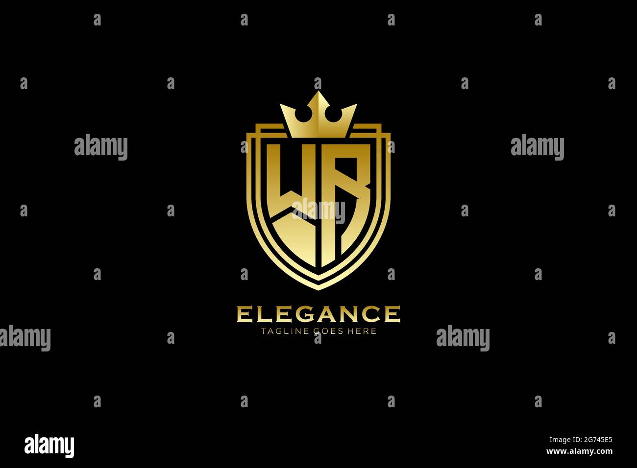 WR elegant luxury monogram logo or badge template with scrolls and ...