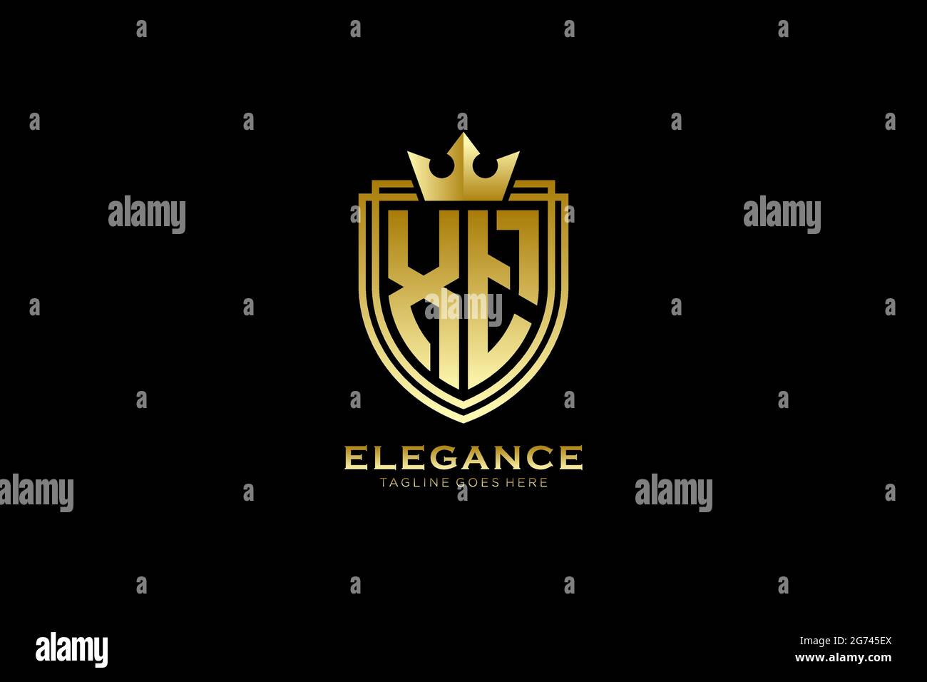 XT elegant luxury monogram logo or badge template with scrolls and ...