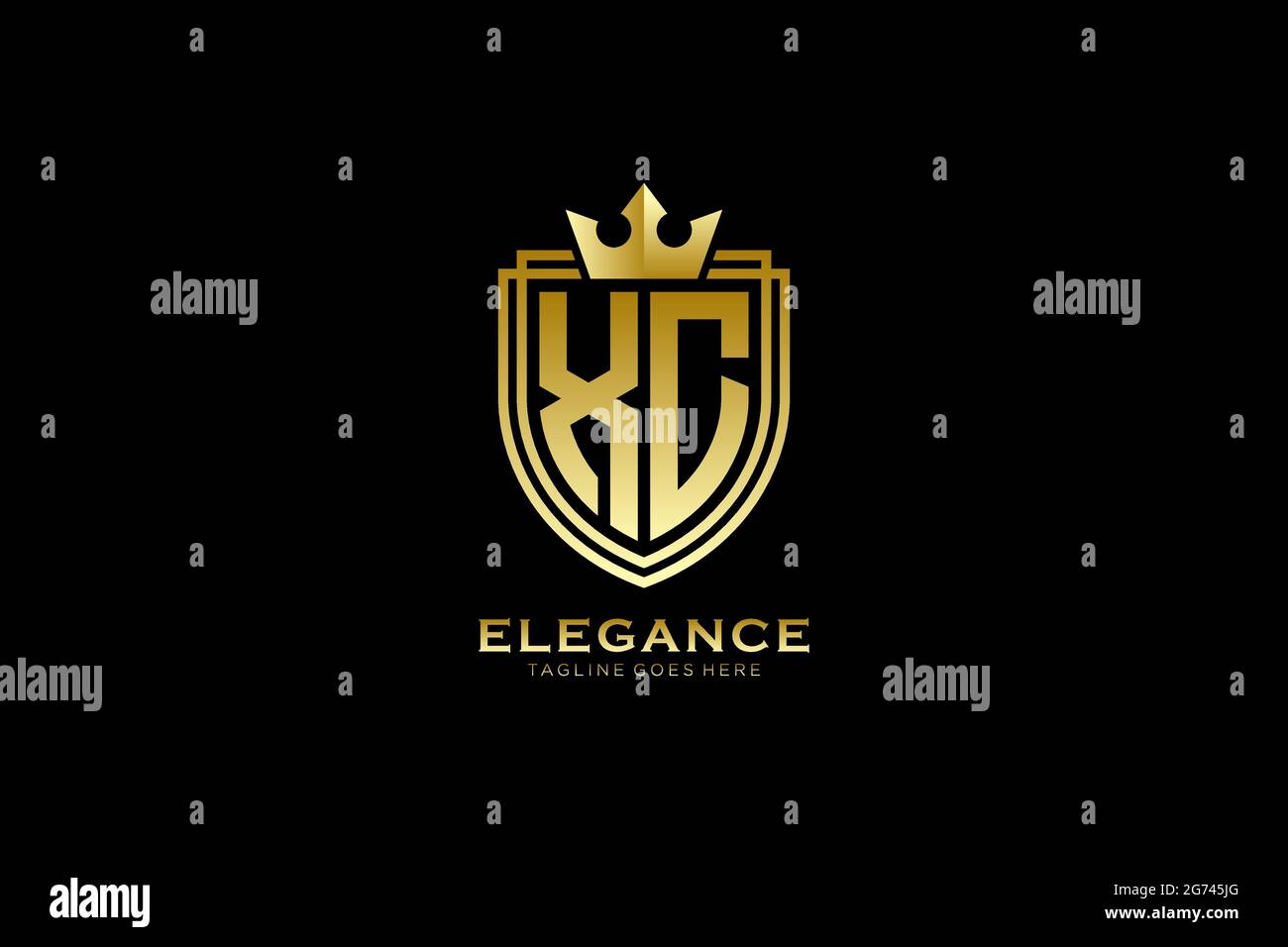 XC elegant luxury monogram logo or badge template with scrolls and ...