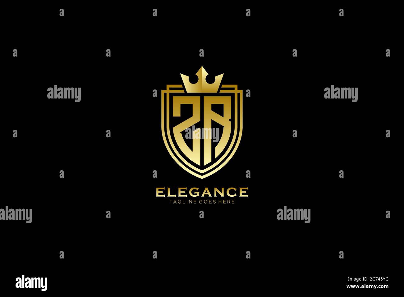 ZR elegant luxury monogram logo or badge template with scrolls and ...