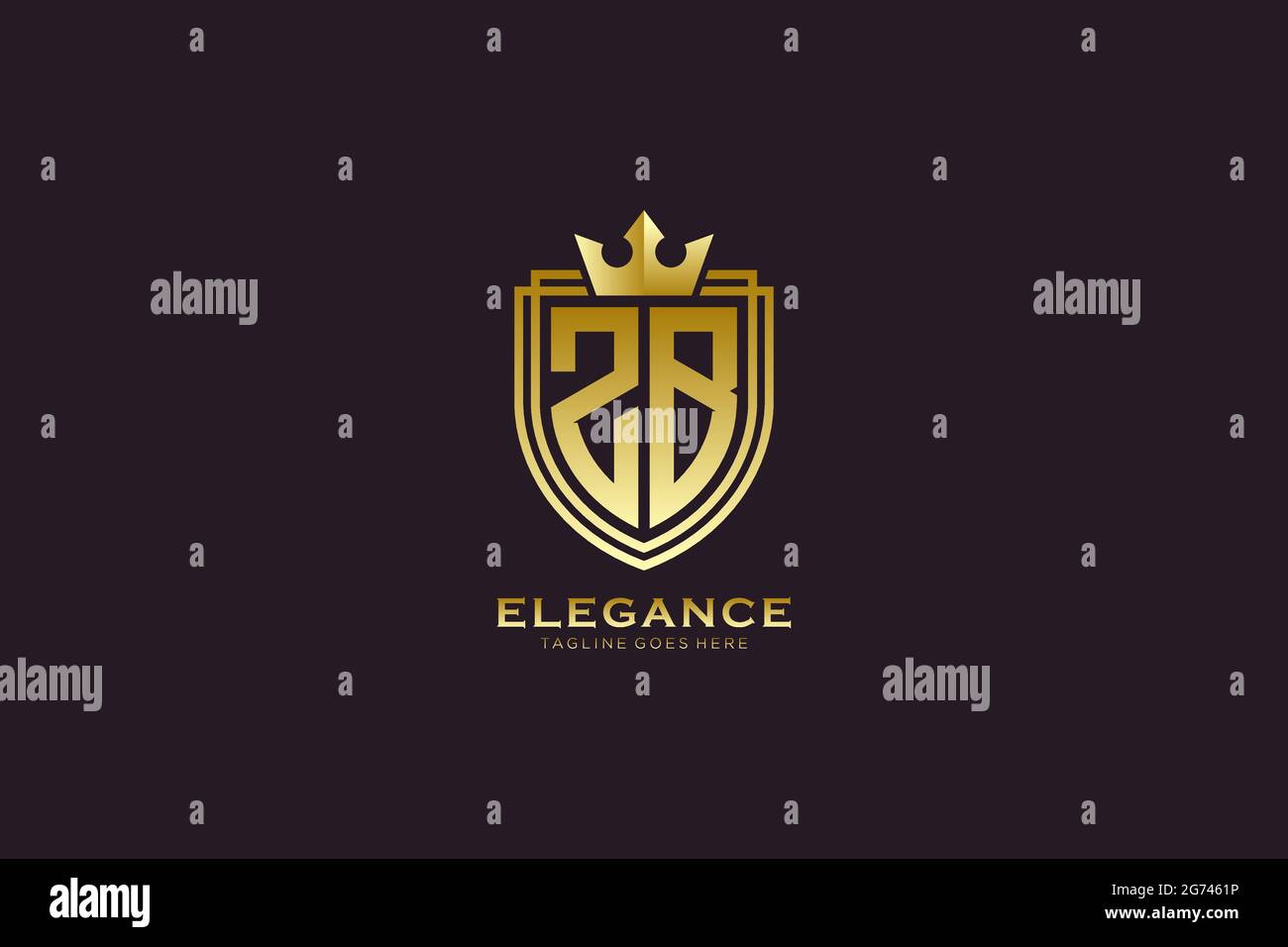 ZB elegant luxury monogram logo or badge template with scrolls and ...