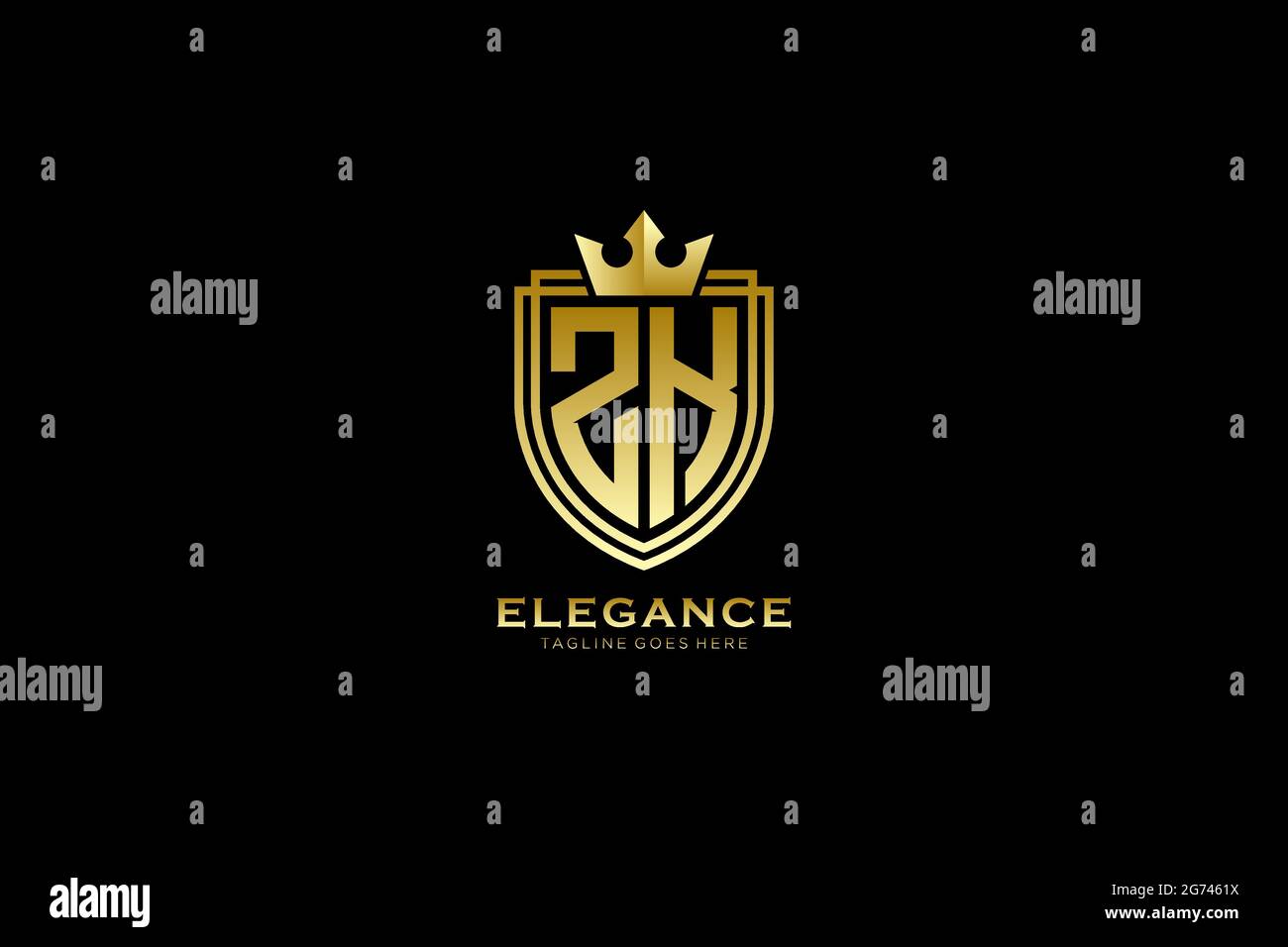 ZK elegant luxury monogram logo or badge template with scrolls and ...