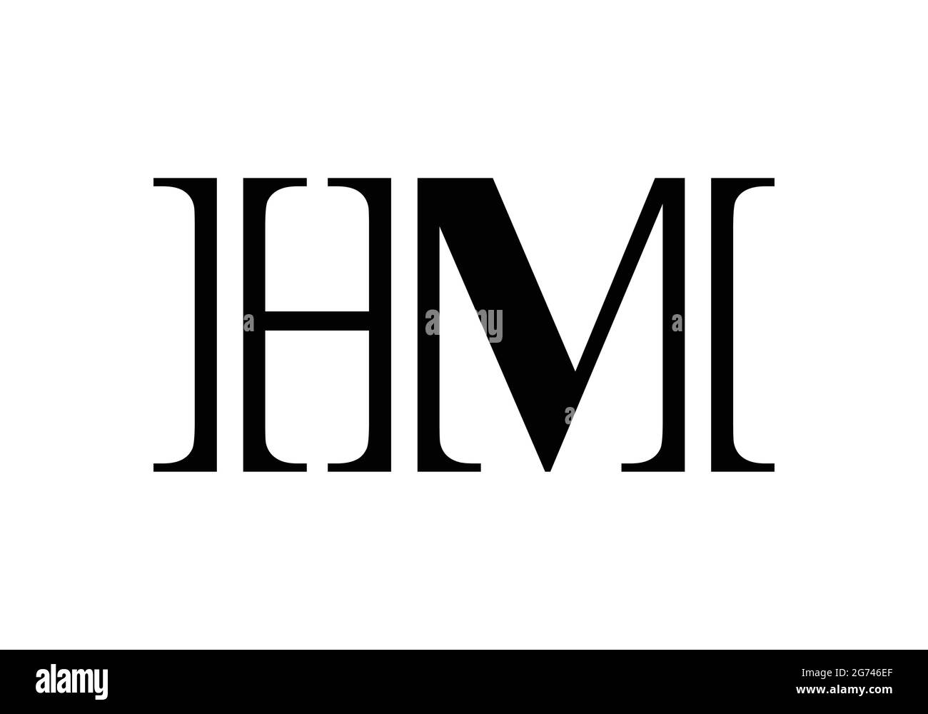 Initial hm logo design with cool style Royalty Free Vector