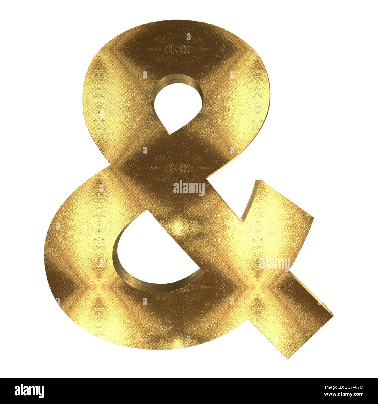 A 3D rendering of the golden ampersand sign isolated on white ...