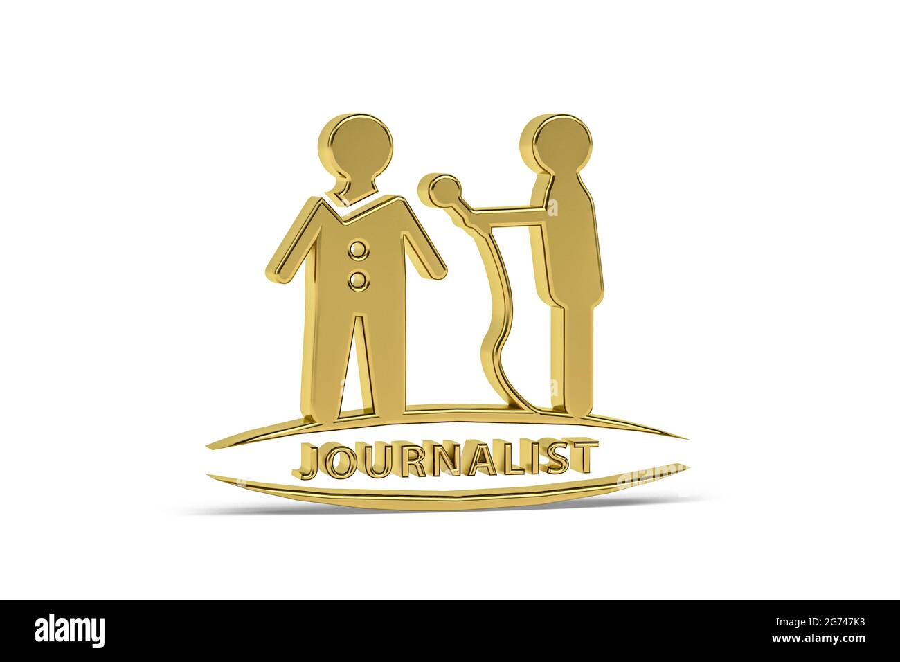 Golden 3d journalist icon isolated on white background - 3d render ...