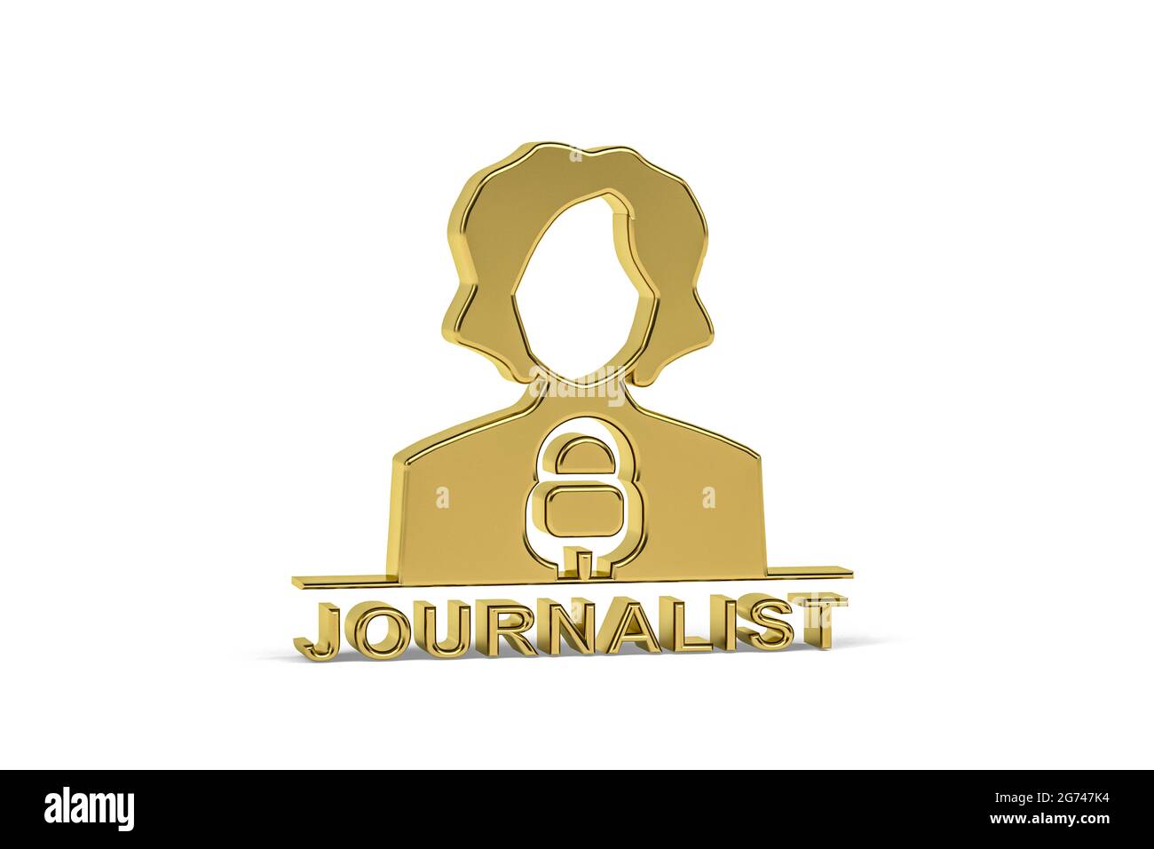 Golden 3d journalist icon isolated on white background - 3d render ...