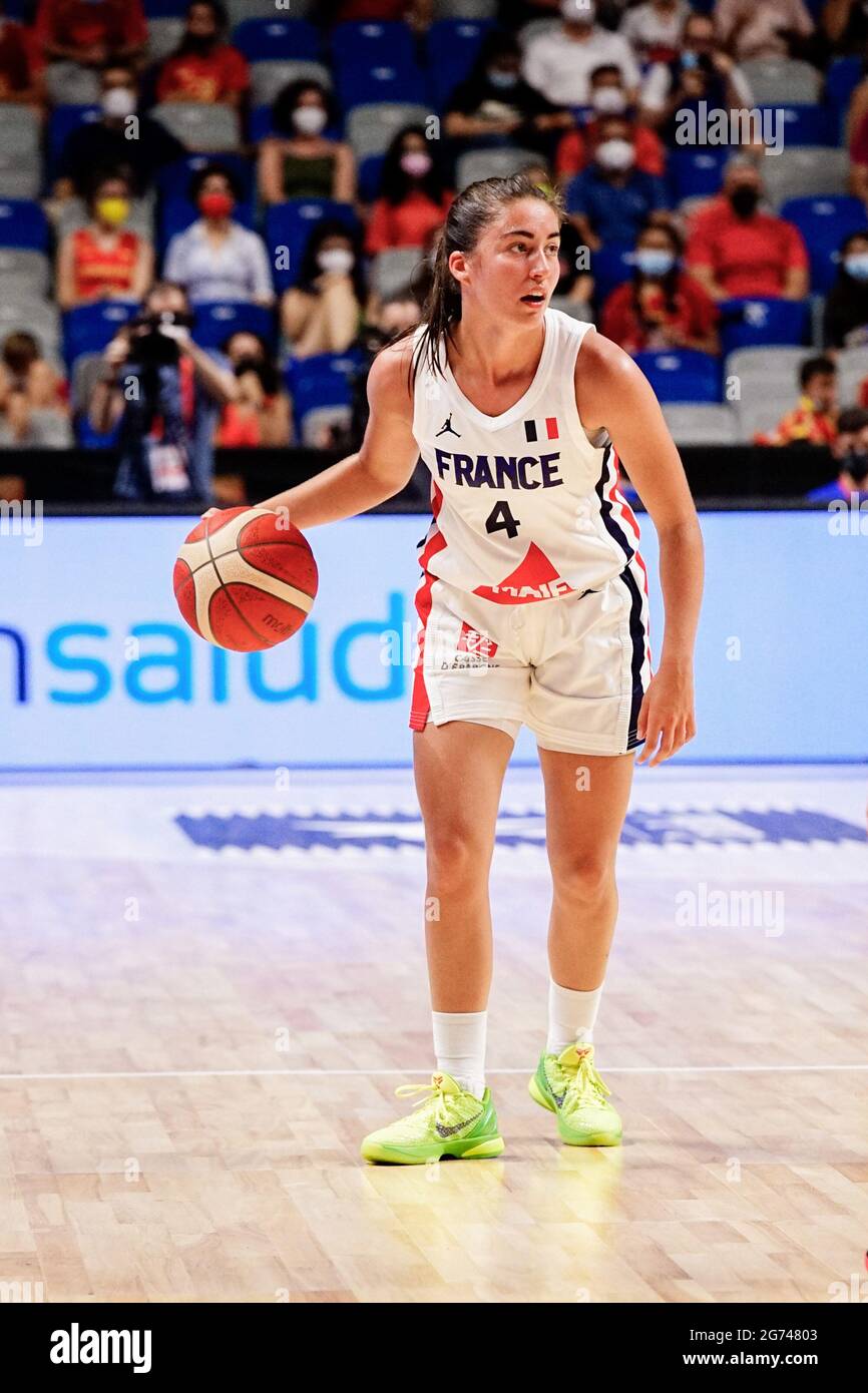 Marine Fauthoux in action during Spain vs France friendly match of female  basketball at Palacio de los Deportes Jose Maria Martin Carpena previous to  Tokyo 2020 Olympic Games. (Final Score: Spain 72: