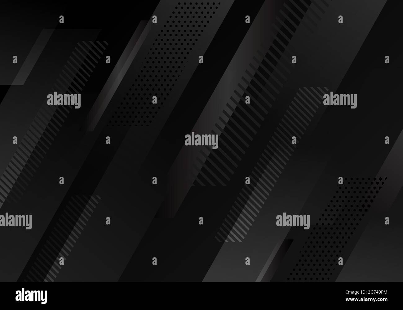 Abstract black diagonal stripes pattern on dark background. Vector illustration Stock Vector