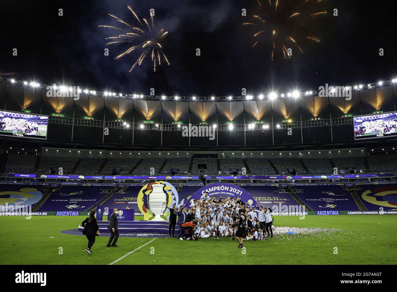 Rio De Janeiro Rio De Janeiro Brasil 10th July 21 Spo Argentina Champion Of Copa America July 10 21 Rio De Janeiro Brazil Argentina S Players Celebrate The Copa America Title After A