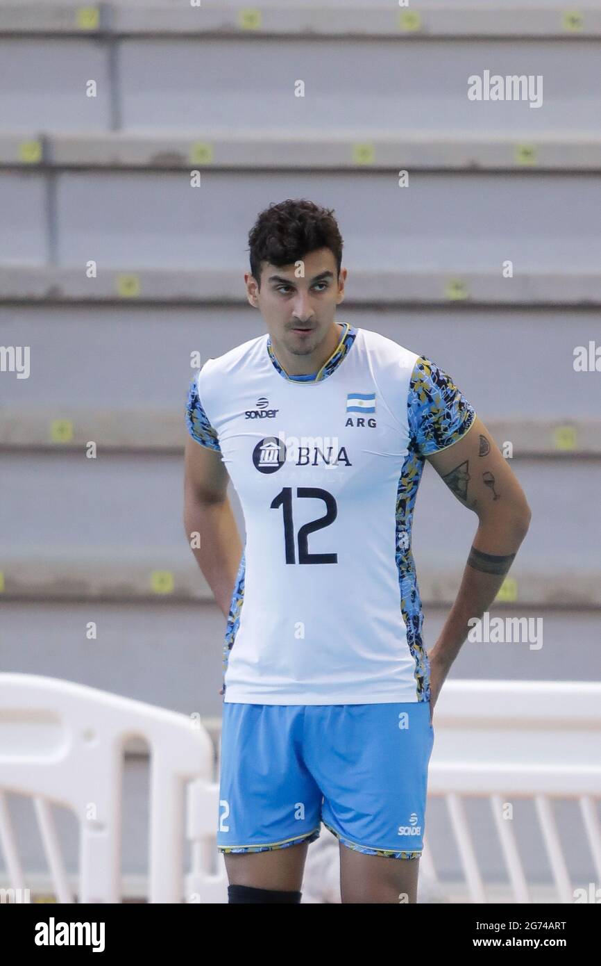 Bruno Lima (Argentina) during Friendly match 2021 - Italy vs Argentina, Italian Volleyball National Team, Cisterna, - Photo .LiveMedia/Luigi Mariani Stock Photo