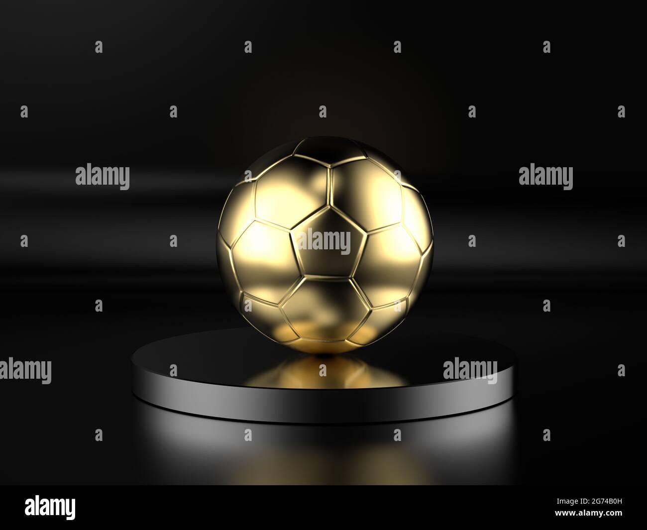 3d rendering golden soccer ball on black background Stock Photo - Alamy