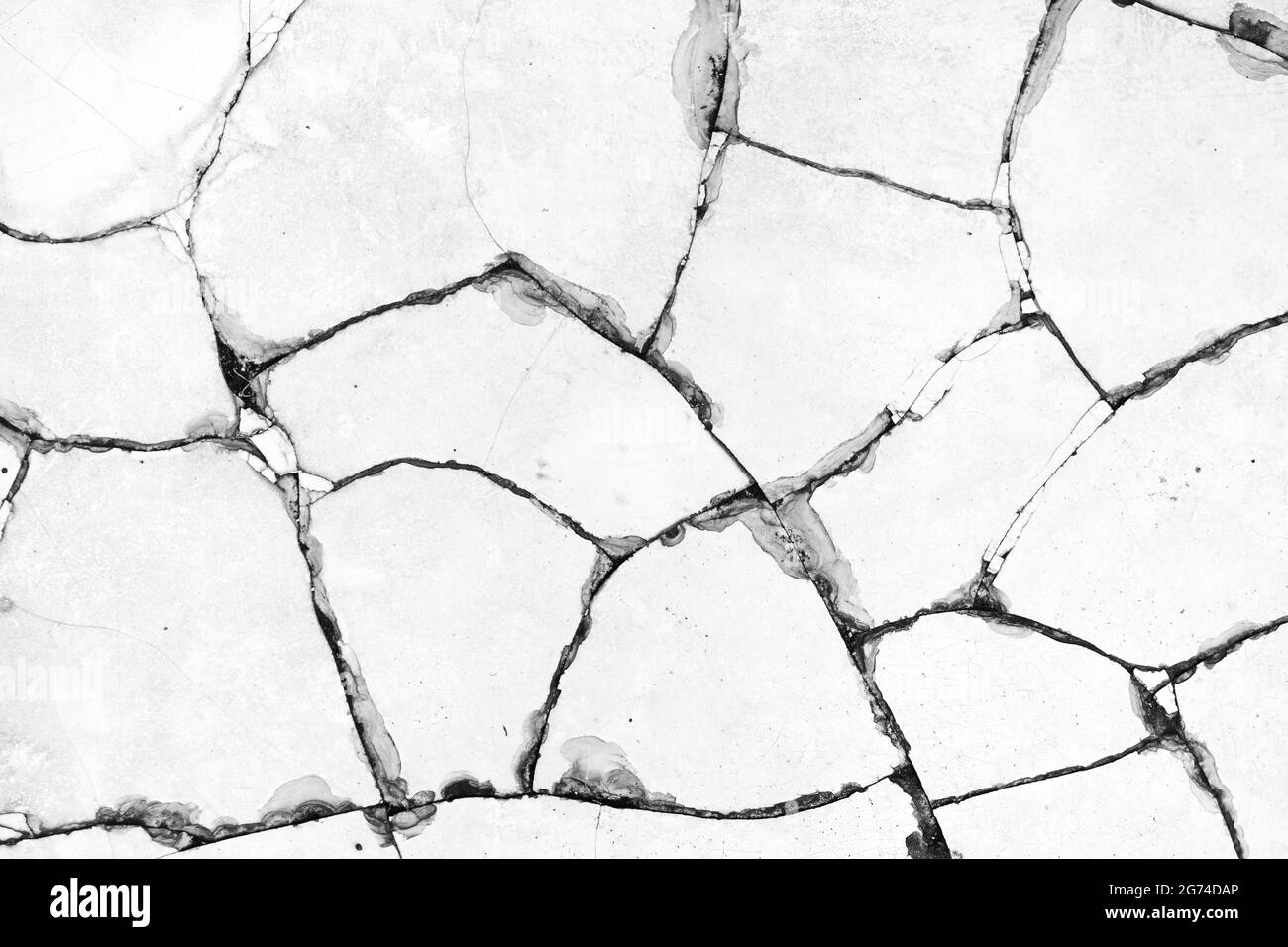 concrete crack texture. cracking mask ground cracks top view, old ruined pavement floor surface crushed tile destruction abstract for background. Stock Photo