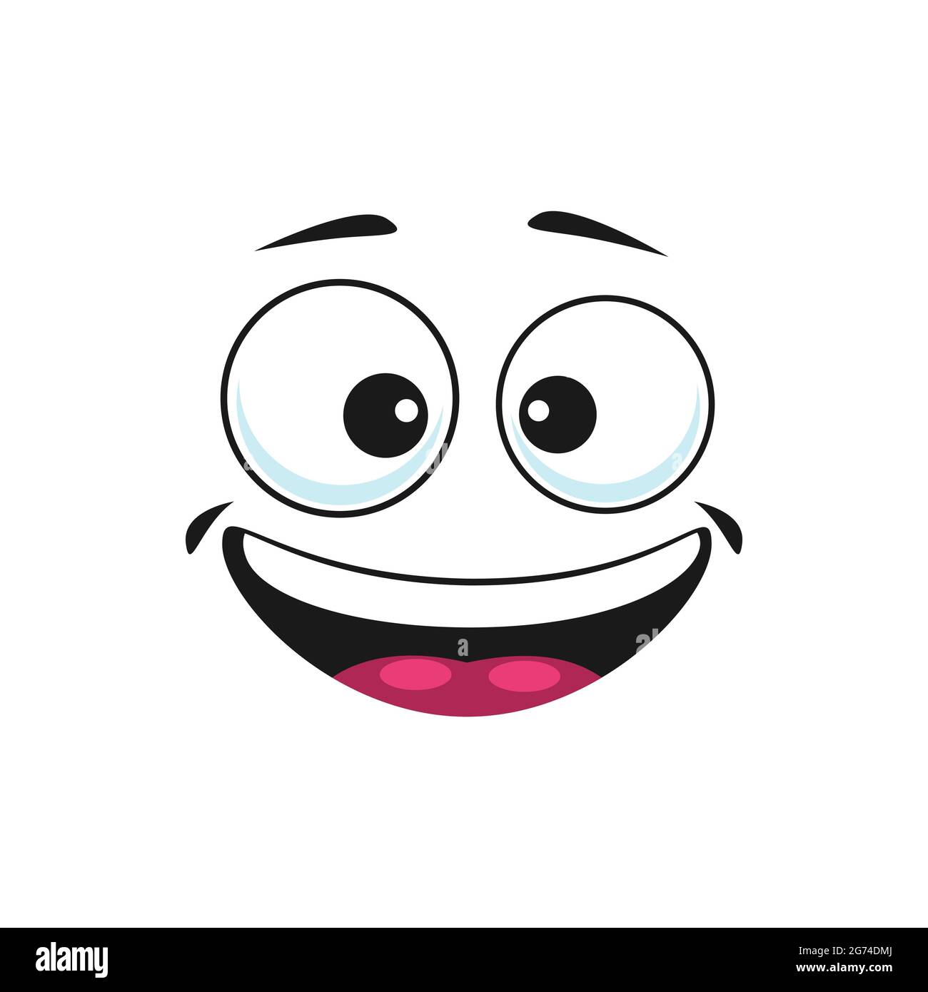 Emoticon in good mood isolated happy smiley emoji. Vector satisfied emoji, support center bot avatar with broad smile. Emoji sticker, person chatbot i Stock Vector
