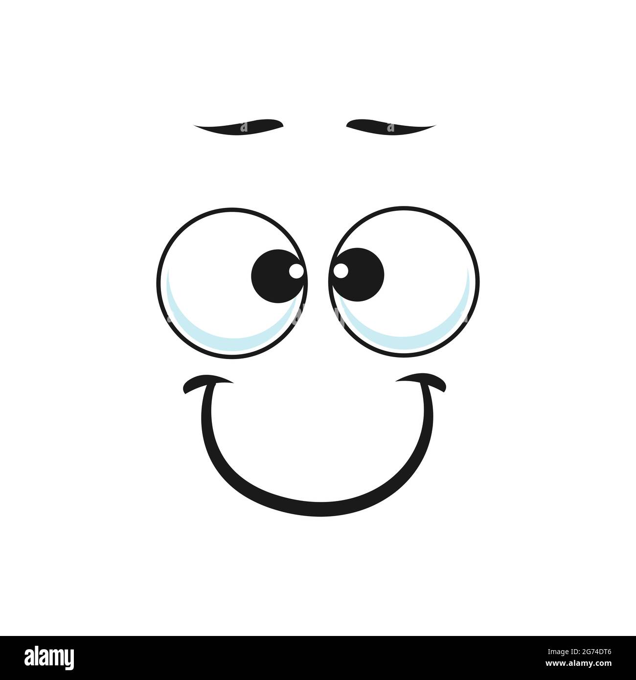 Emoji shy expression isolated kind emoticon with rolled together eyes. Vector funny easygoing emoji with sincere smile, amiable pleasant manner smiley Stock Vector