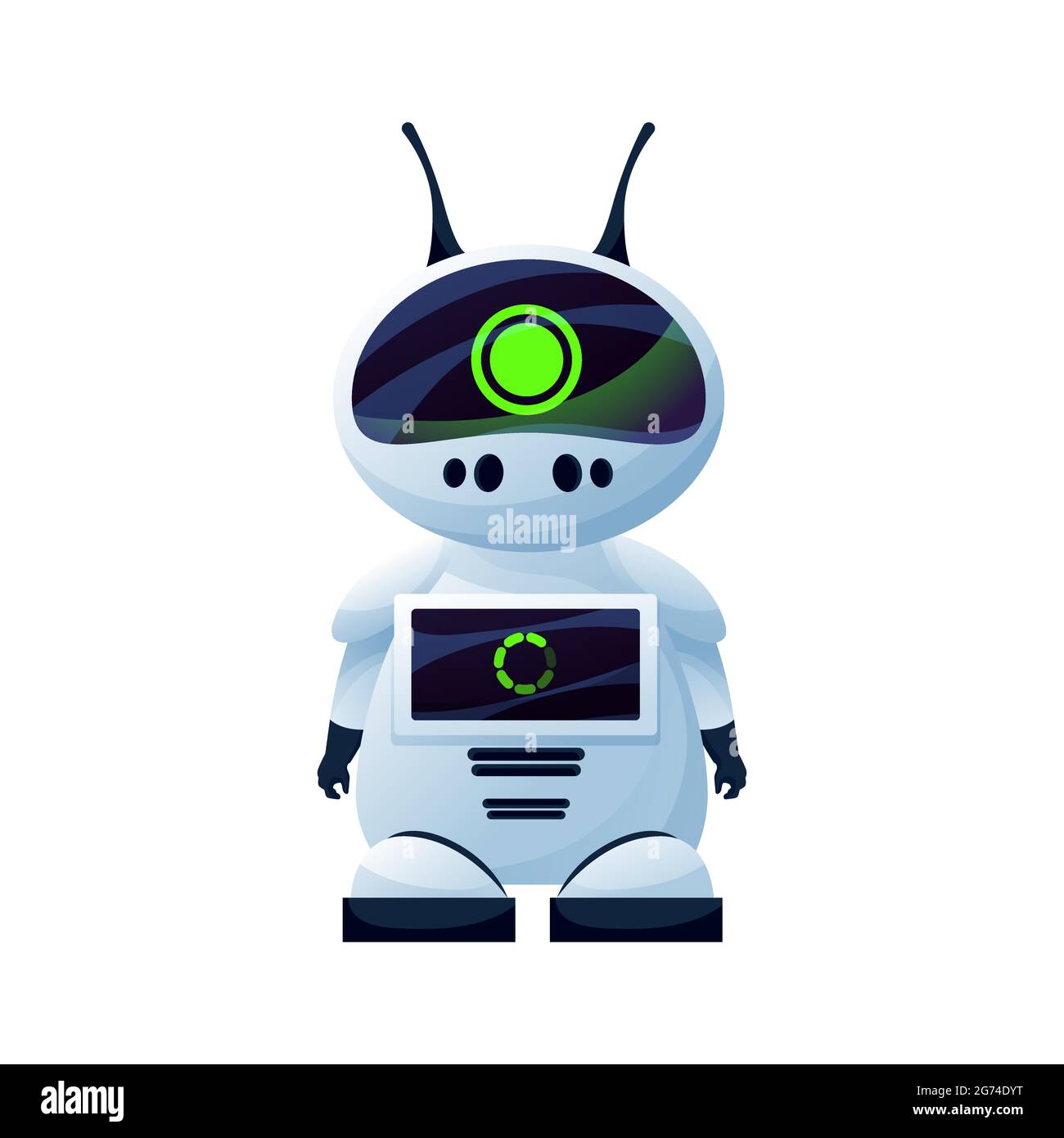 Digital cartoon robot with antennas on head isolated realistic kids toy.  Vector plastic hi-tech character, modern stylish robotic cyborg, humanoid  rob Stock Vector Image & Art - Alamy