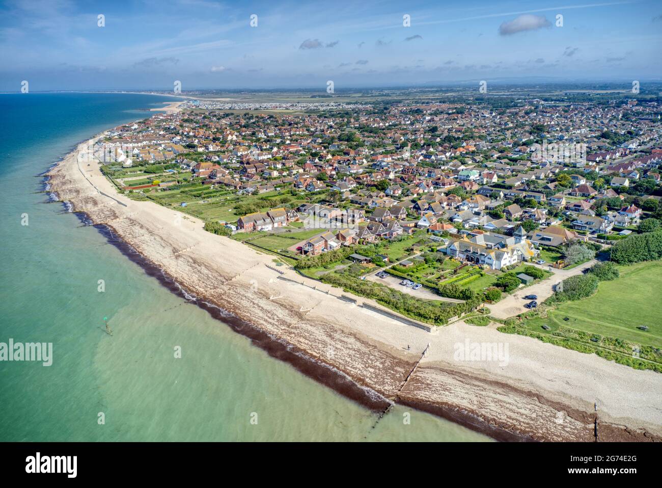 Selsey Bill Aerial View Over South Beach And The Popular Seaside Resort Town Of Selsey In West