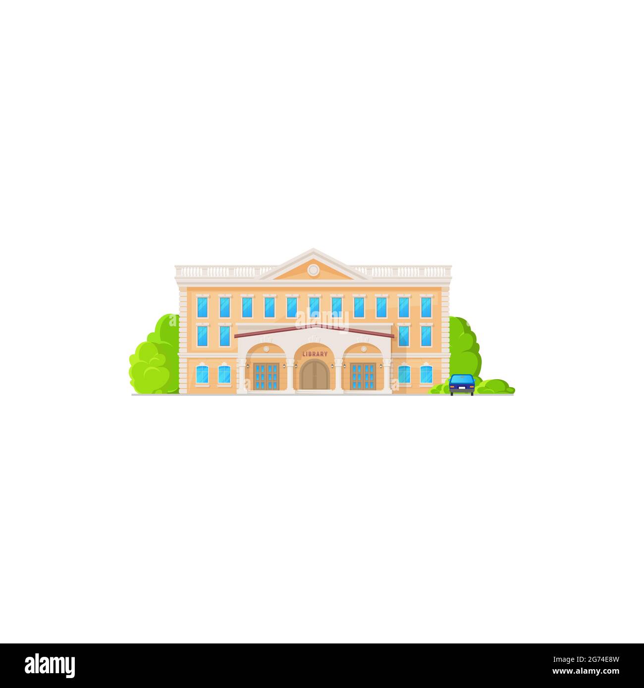 Library building icon of exterior, flat cartoon vector architecture,  isolated. Public library of school or college books, front door and  windows, clas Stock Vector Image & Art - Alamy