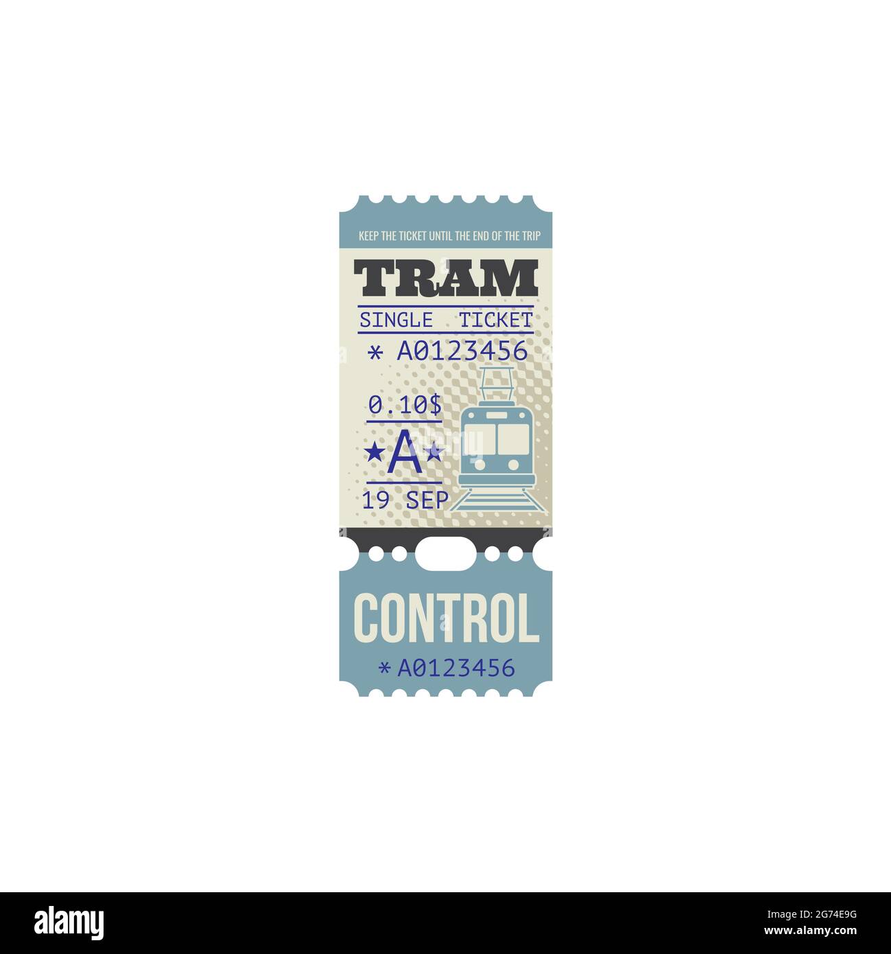 Retro tram ticket isolated template trip paper coupon with perforated Retro tram ticket isolated template trip paper coupon with perforated