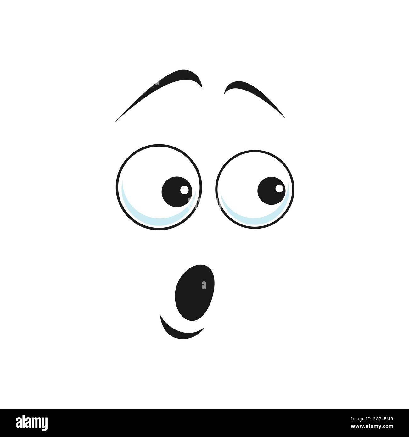 Cartoon face vector icon, frightened worry emoji, scared facial