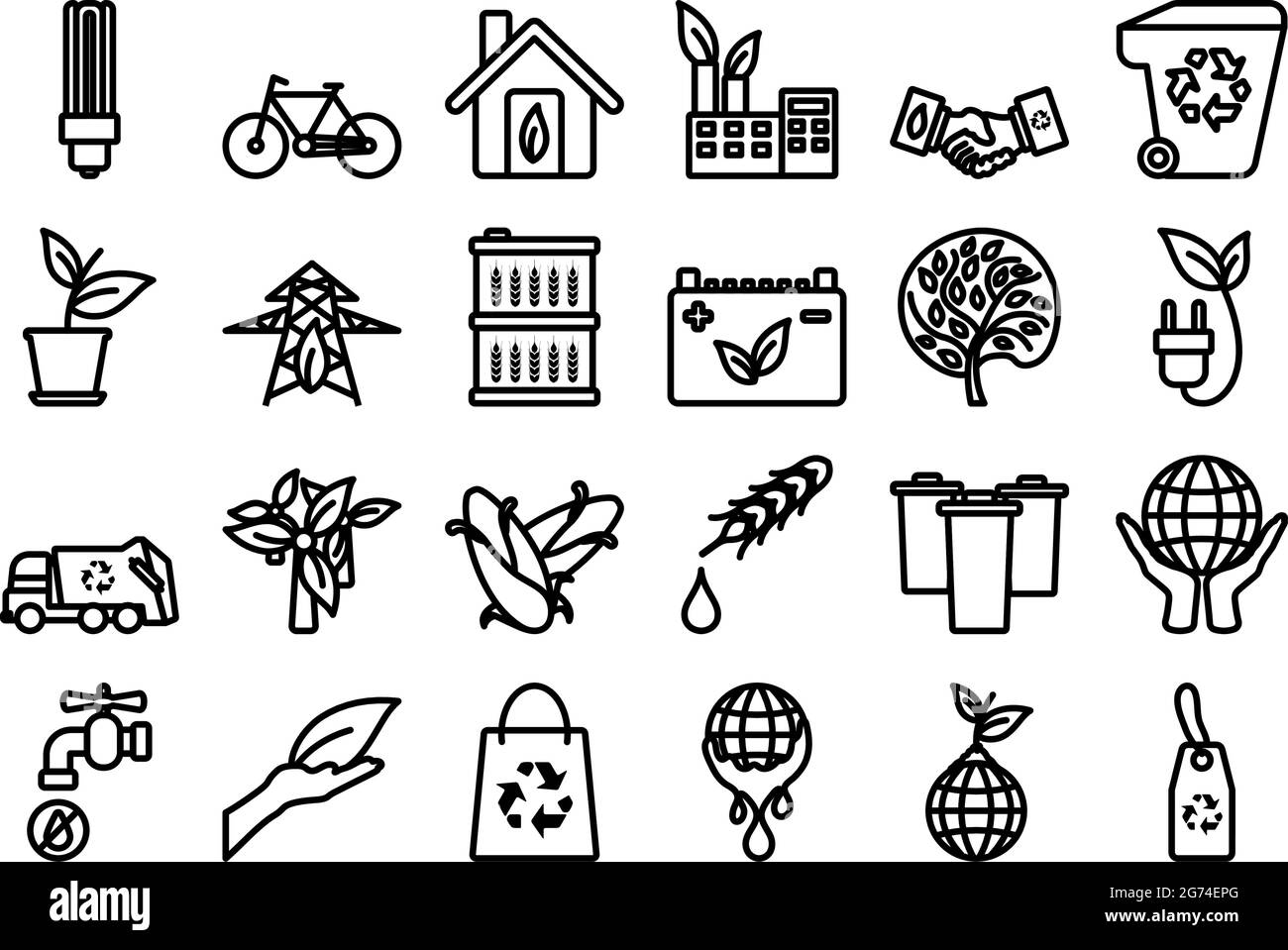 Ecology Icon Set. Editable Bold Outline Design. Vector Illustration 