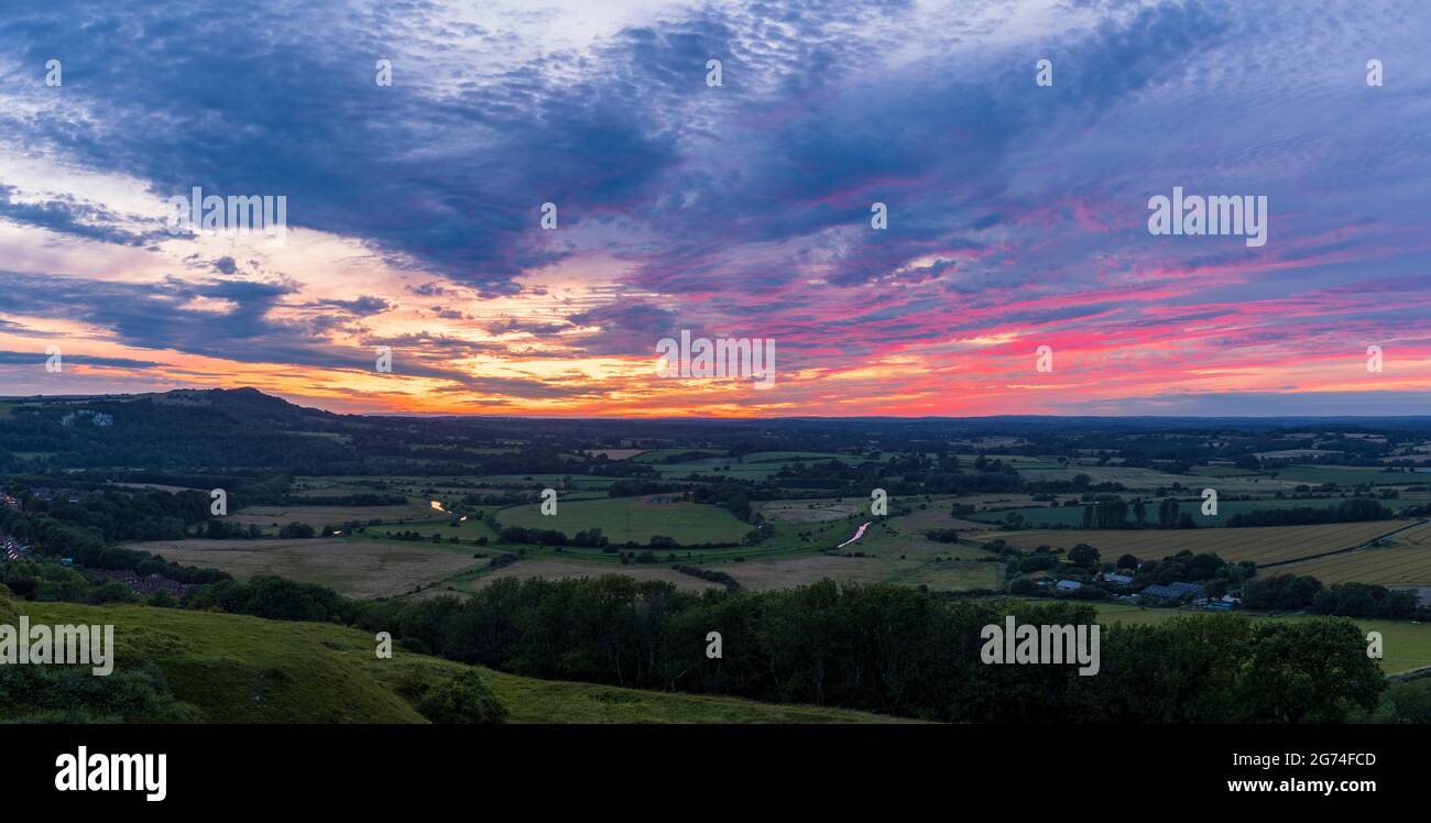 Sunset blue hour from Malling Down near Lewes East Sussex Stock Photo