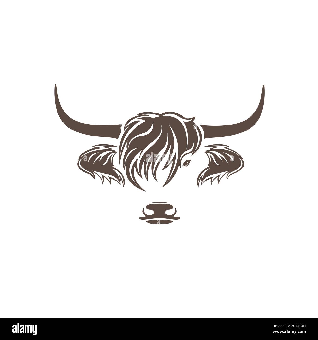 Vector of highland cow head design on white background. Farm Animal. Cows logos or icons. Easy editable layered vector illustration. Stock Vector