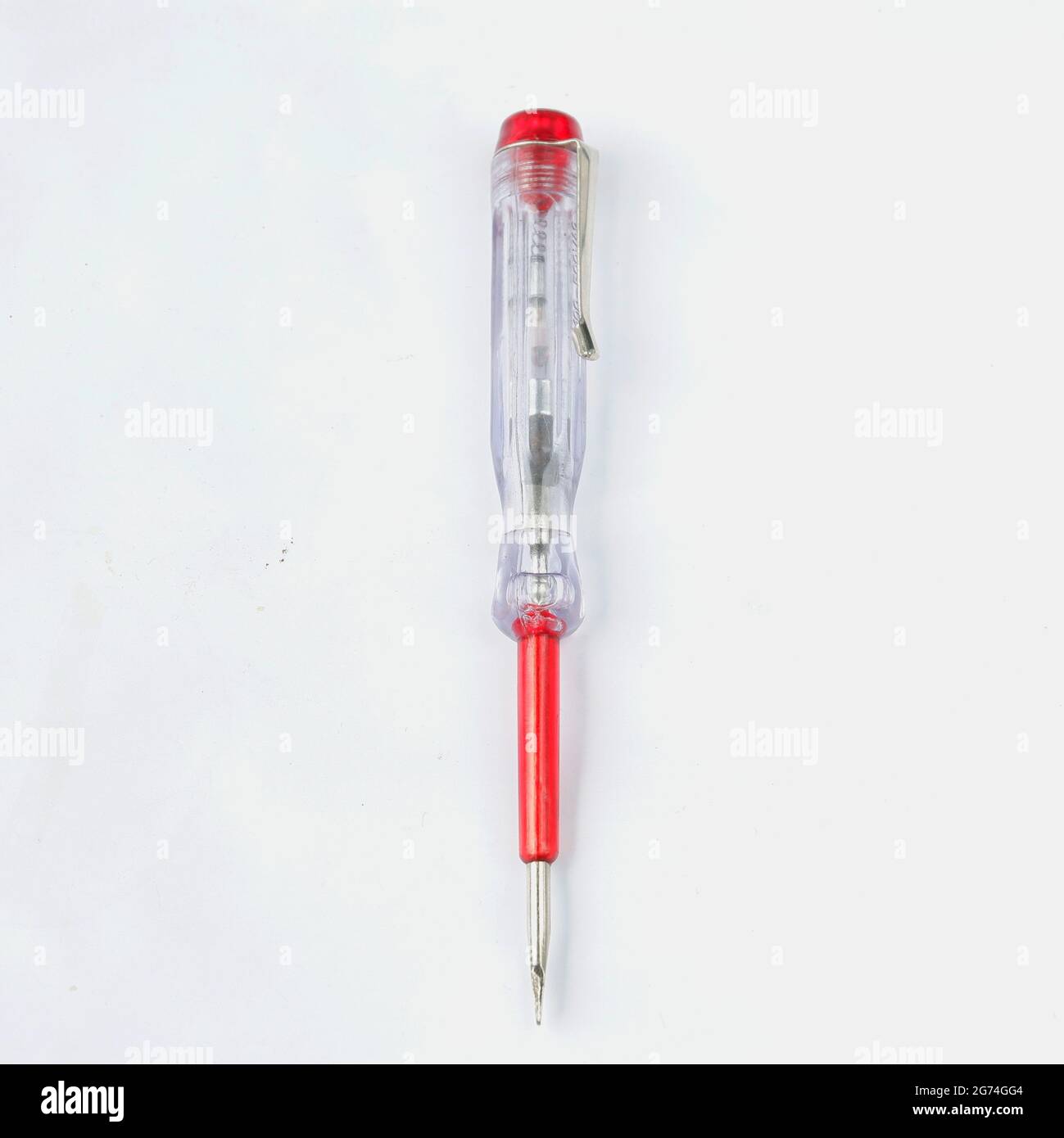 A closeup of an indicator screwdriver isolated on white background