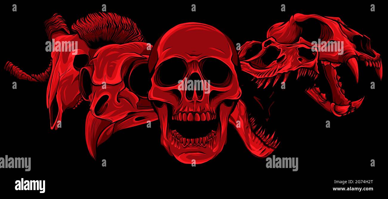 vector illustratio of animal skull art design Stock Vector