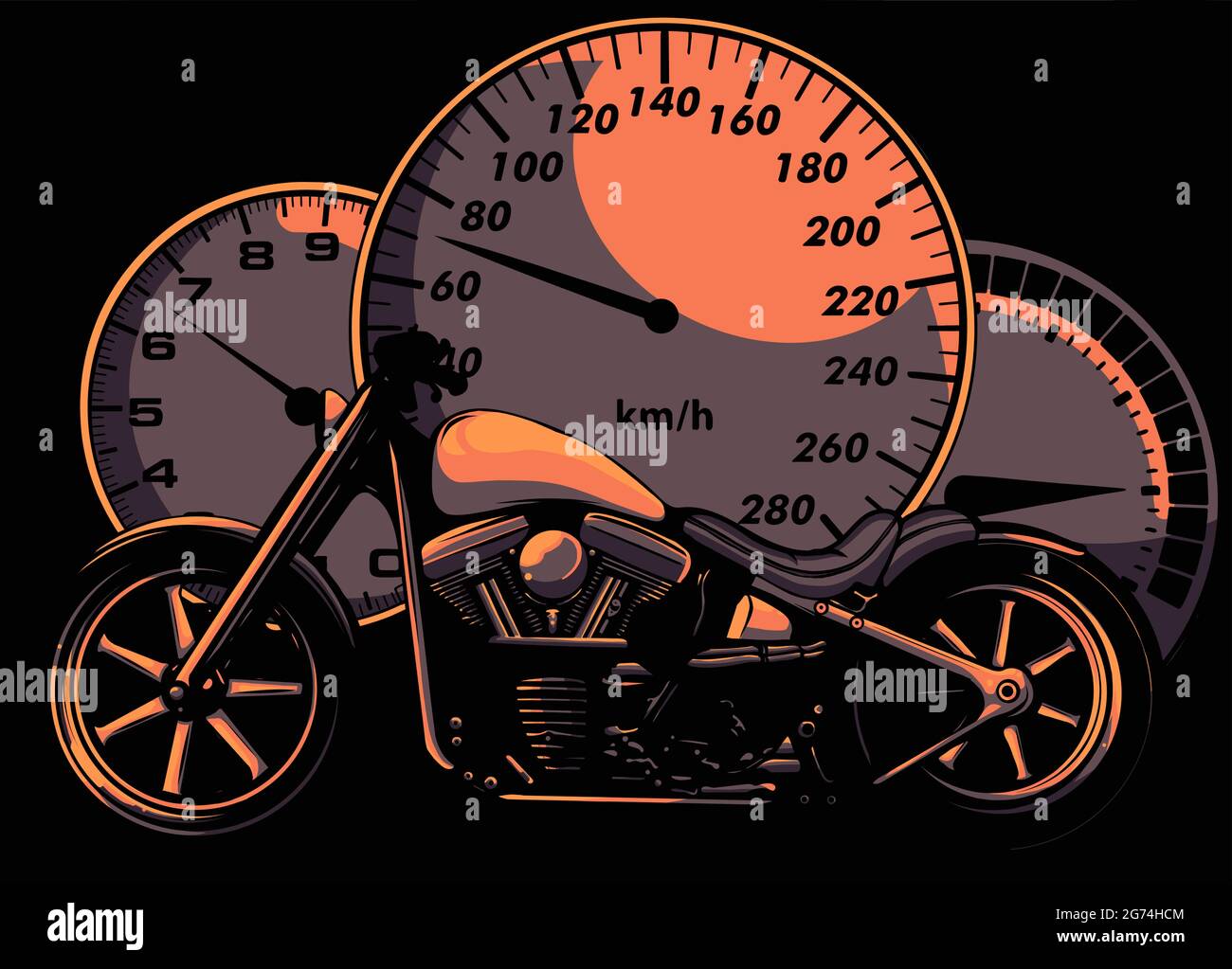 custom Motorcycle with speedometer vector illustration design Stock ...