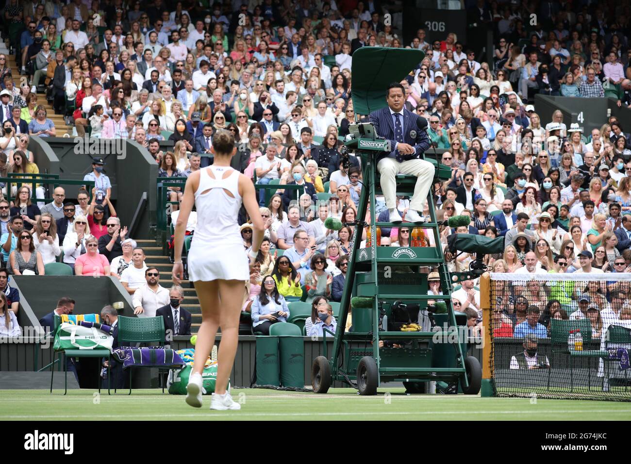 London, UK. 10th July, 2021. Umpire in his chair at Wimbledon on Ladies