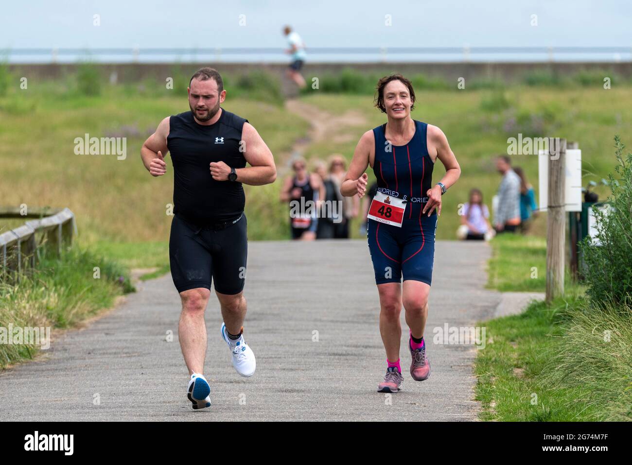 Runners competing in the Southend Triathlon 2021 in Shoeburyness