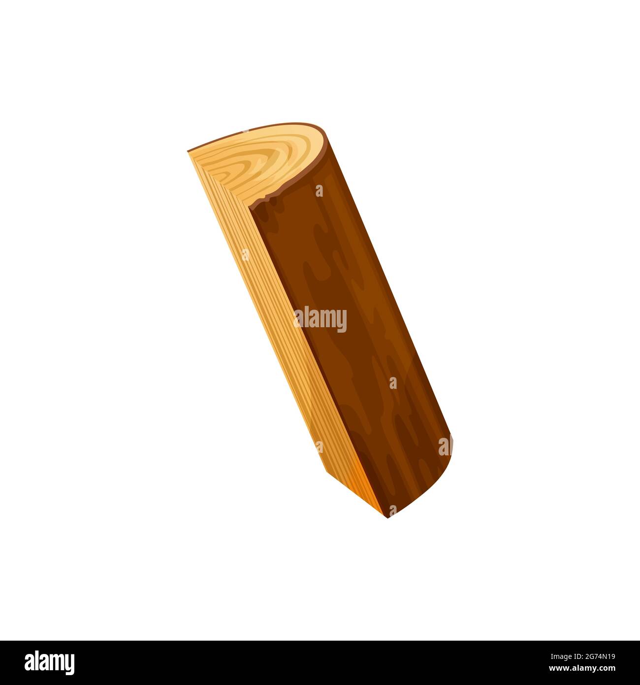 Oak or pine timber, lumber stick isolated flat cartoon icon. Vector fireplace heating material, hardwood stub,wooden log, tree trunk. Wood log of fire Stock Vector