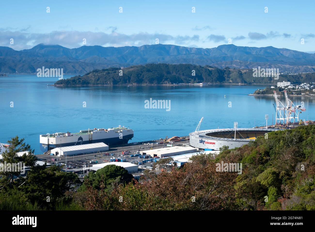 Wellington harbour, North Island, New Zealand Stock Photo