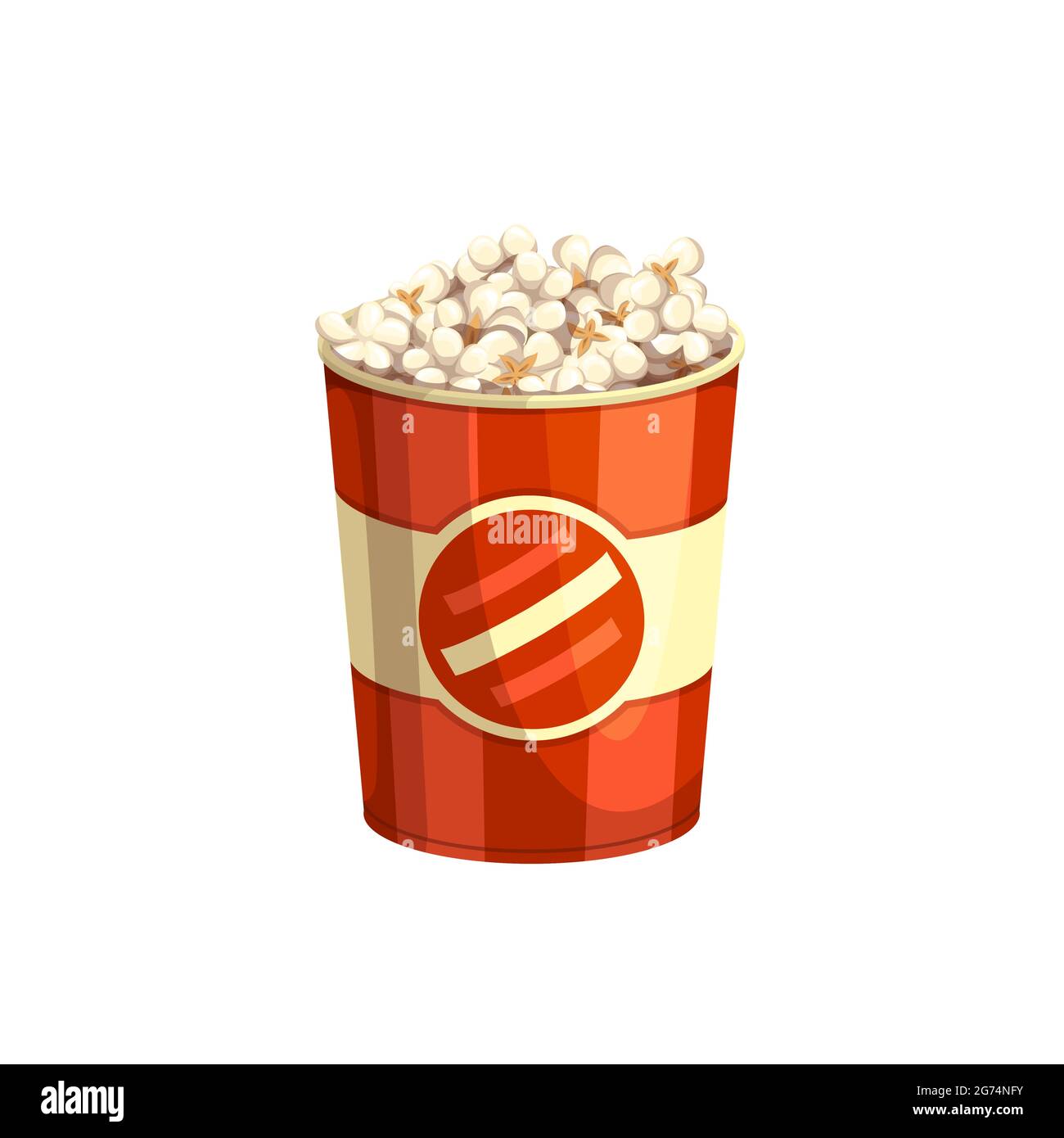 Popcorn fast food snack, menu icon, vector isolated basket. Fastfood