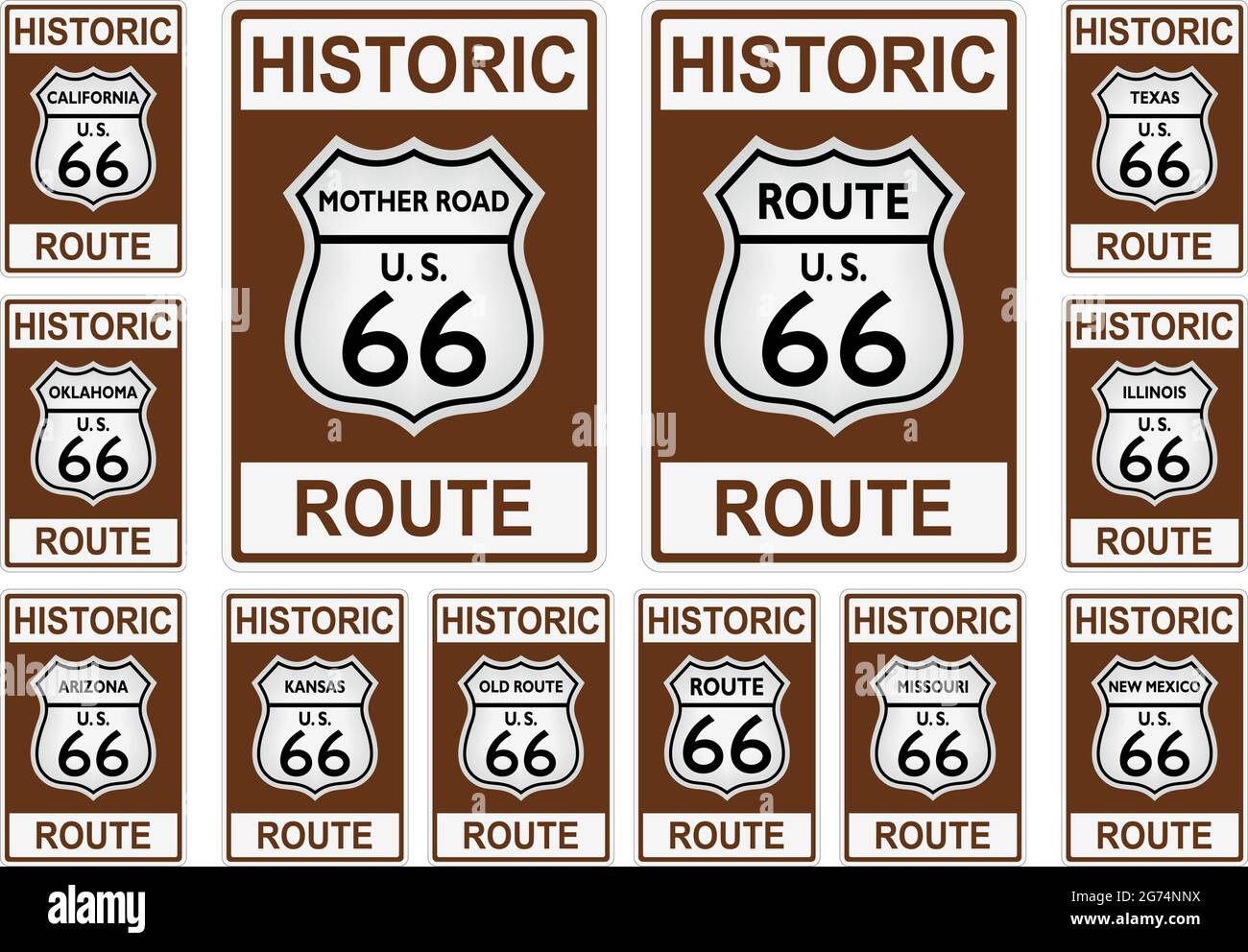 Route 66 traffic sign, with Historic Route text, from United States of ...