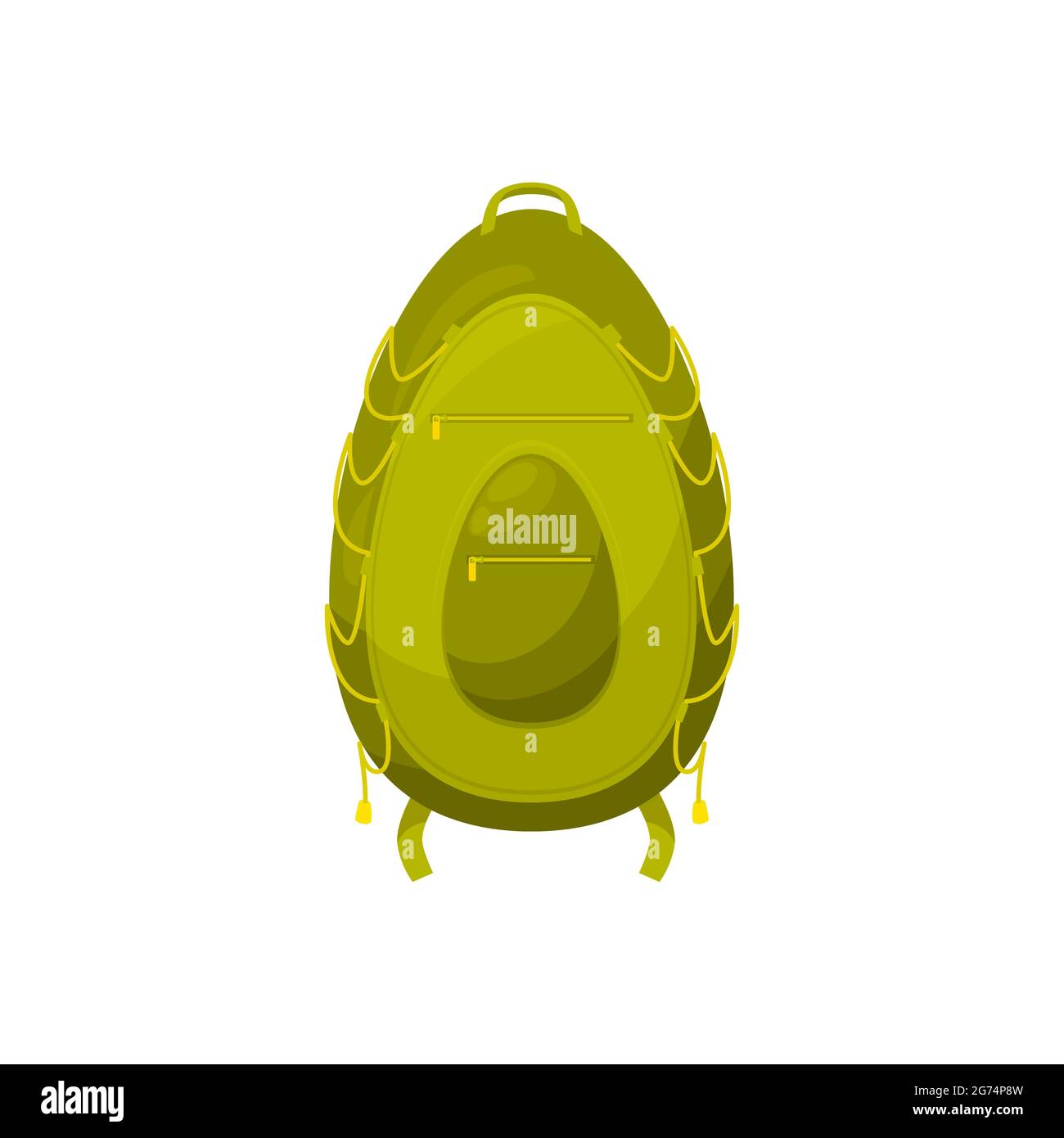 Kids schoolbag isolated vector icon, unusual cartoon rucksack of green color in avocado shape. Student or hiking backpack with lacing, touristic knaps Stock Vector