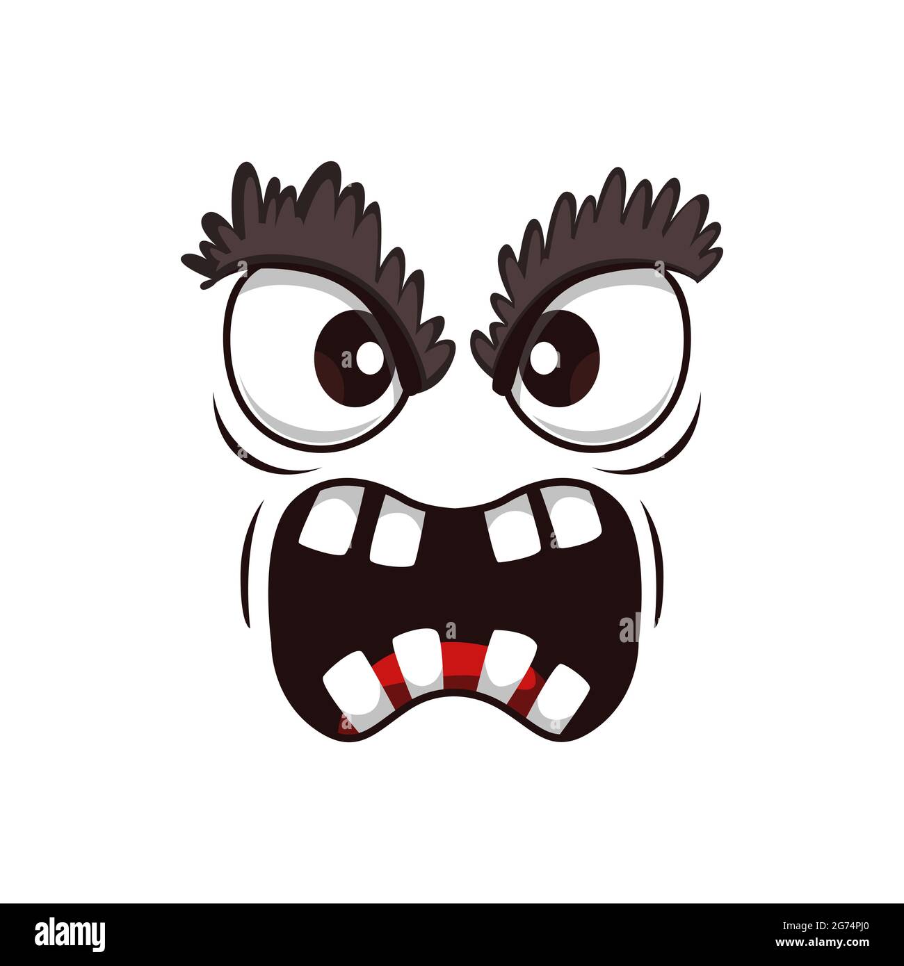 Monster face cartoon vector icon, yelling creepy creature, emotion with ...