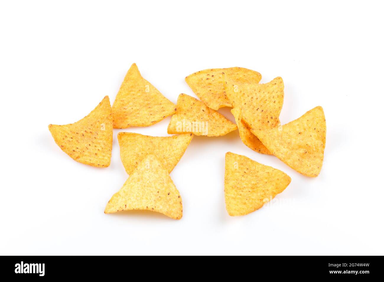 Mexican Corn Nachos Chips Isolated On White Background Stock Photo Alamy