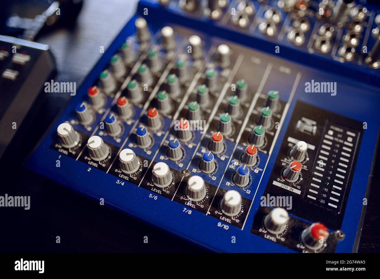 Mixing console closeup, recording studio equipment Stock Photo Alamy