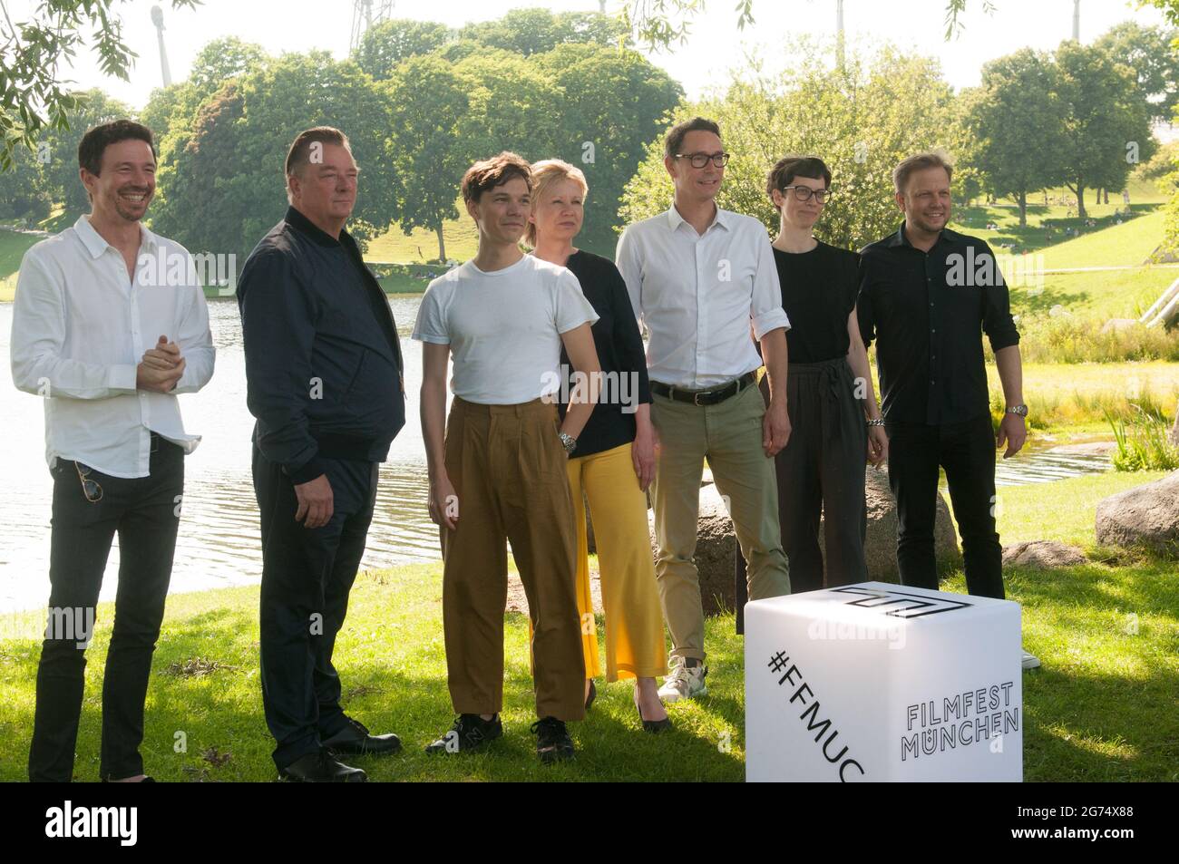 Actor Peter Kurth seen at 'Kino am Olympiasee' before the screening of his new series 'Glauben' from Ferdinand von Schirach during Filmfest München Stock Photo