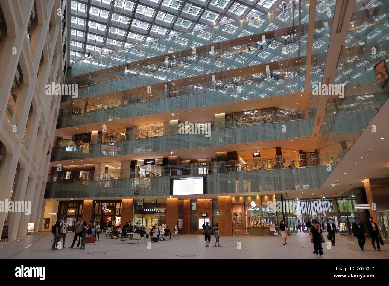 The interior view of KITTE MARUNOUCHI. It is rebuilded from the former Japan Post Office building. Stock Photo
