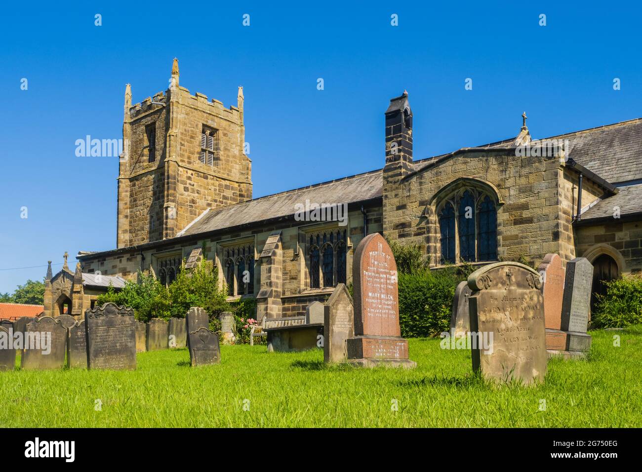 07.07.21 Osmotherley, Ingleby Arncliffe, North Yorkshire, UK.   Centre of the village of Osmotherley in North Yorkshire on a bright summers day Stock Photo