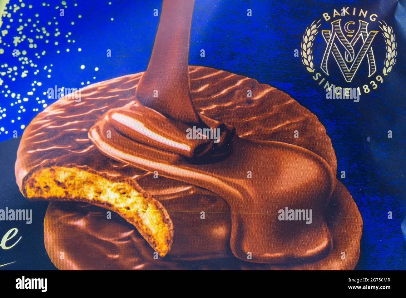 McVitie's Digestives The Fully Coated One in Milk Chocolate Stock Photo