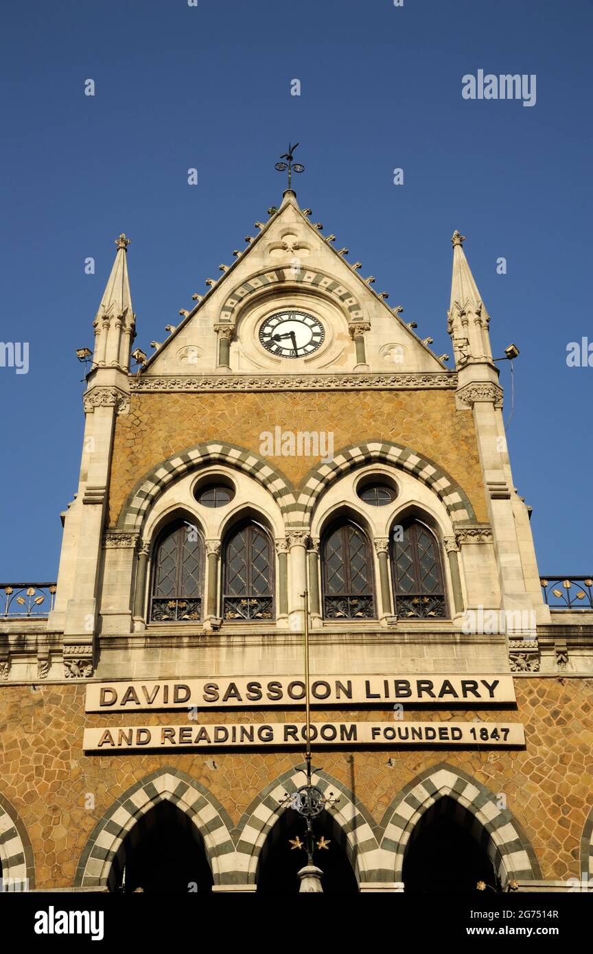 The David Sassoon Library is the name of a famous library and heritage structure in Mumbai, founded in 1847 old British colonial buildings in Mumbai, Stock Photo