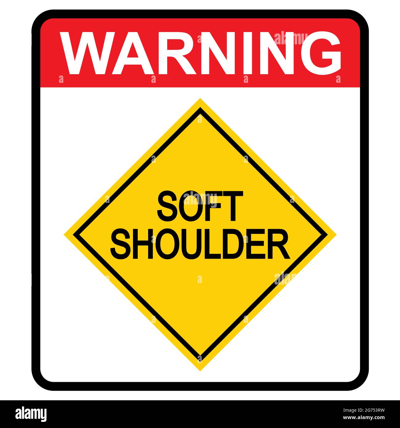 Soft shoulder Road danger car icon, traffic street caution sign