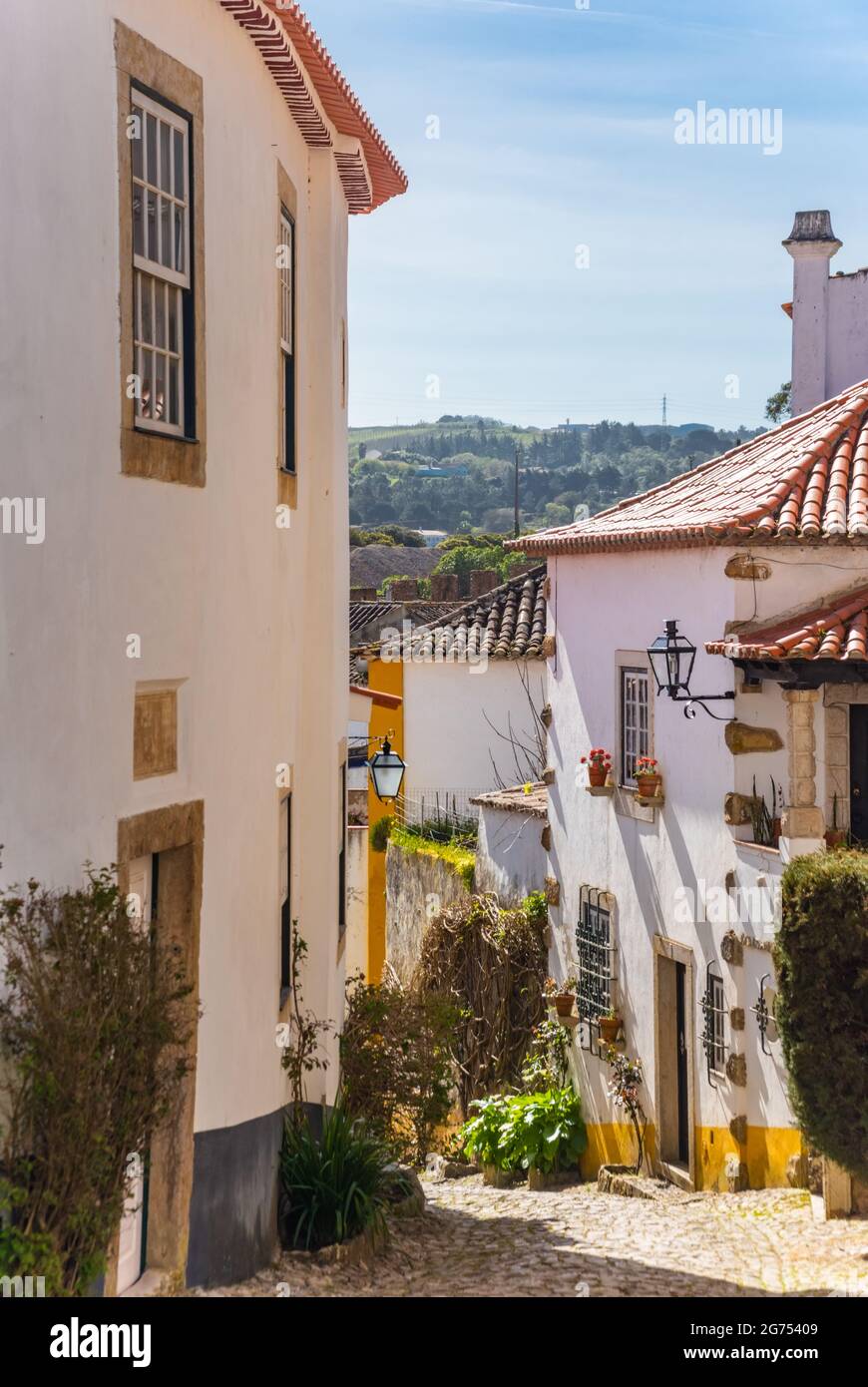 Beautiful medieval village of Obidos in the centre of Portugal Stock ...