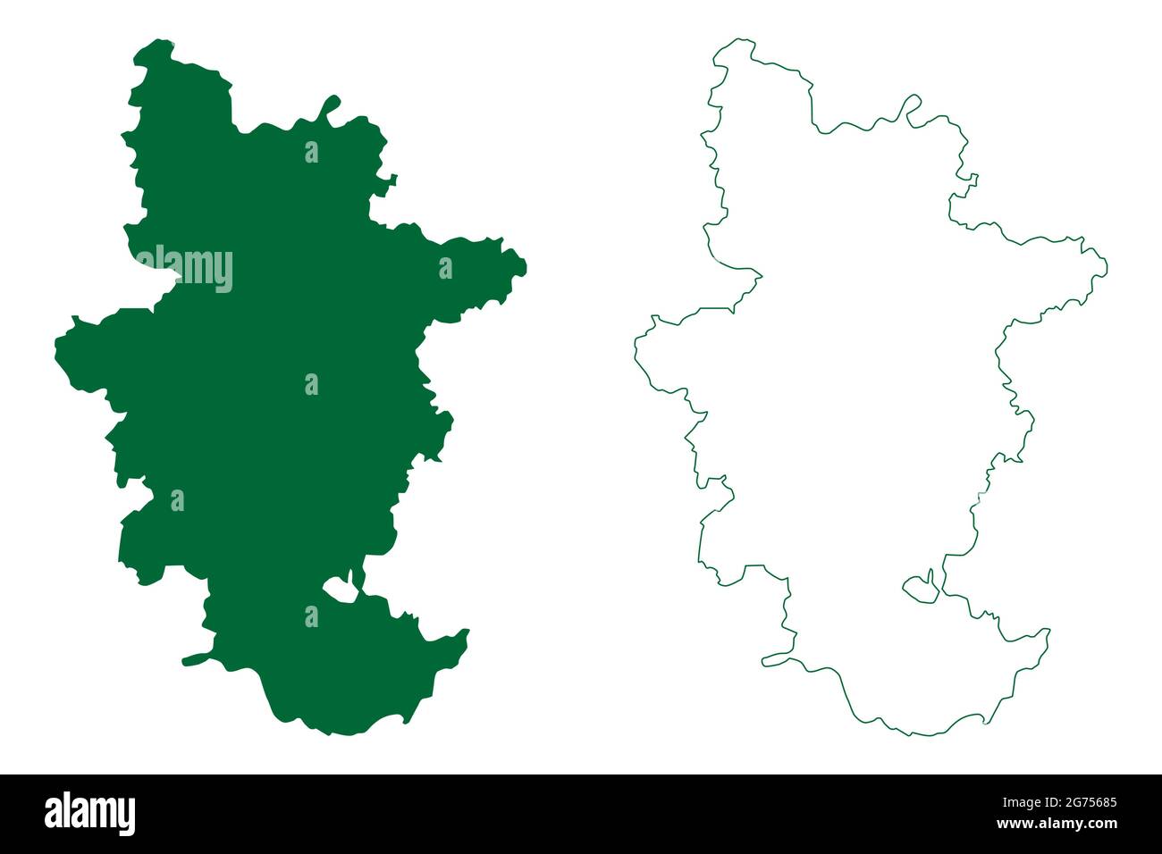 Sangrur district (Punjab State, Republic of India) map vector illustration, scribble sketch Sangrur map Stock Vector