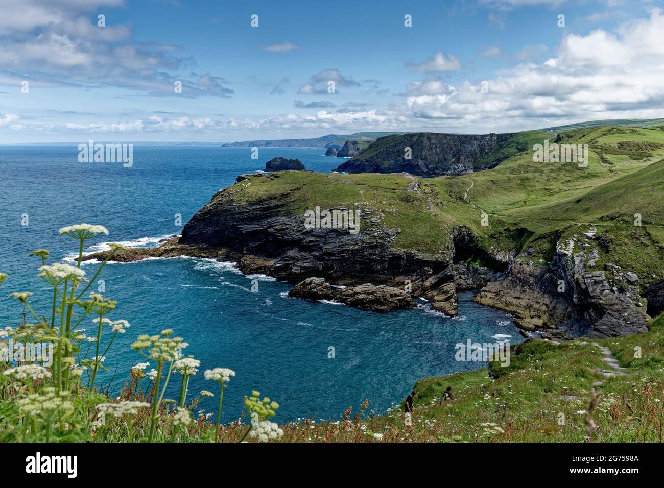 Superb scenery abounds along the North coast of Cornwall in the far South West of England. Especially here at Tintagel Stock Photo