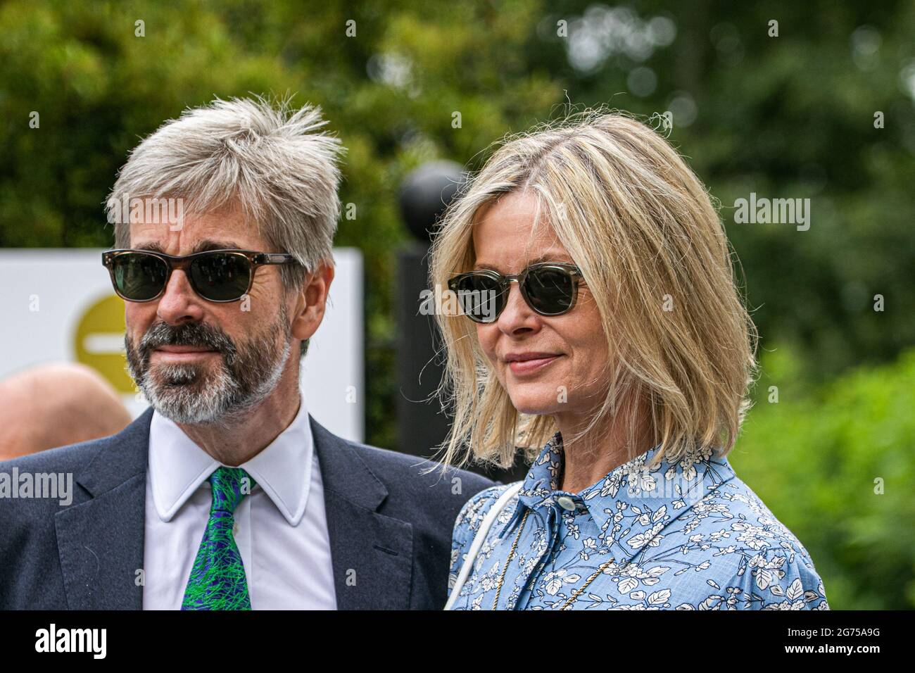 WIMBLEDON LONDON  11 July 2021. Lady Helen Windsor arrives with husband Timothy Taylor  at the All England Lawn Tennis Club for  the Gentlemen's singles final  on day 13 of the Wimbledon Championships.  Credit amer ghazzal/Alamy Live News Stock Photo