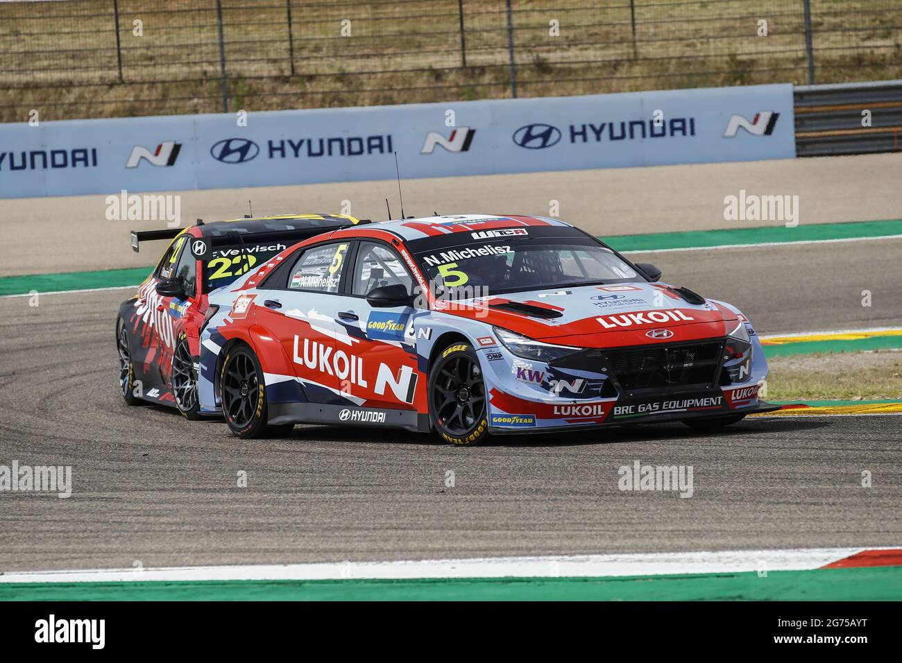 05 Michelisz Norbert (hun), BRC Hyundai N Lukoil Squadra Corse, Hyundai Elantra N TCR, action during the 2021 FIA WTCR Race of Spain, 3rd round of the 2021 FIA World Touring Car Cup, on the Ciudad del Motor de Aragon, from July 10 to 11, 2021 in Alcaniz, Spain - Photo Xavi Bonilla / DPPI Stock Photo